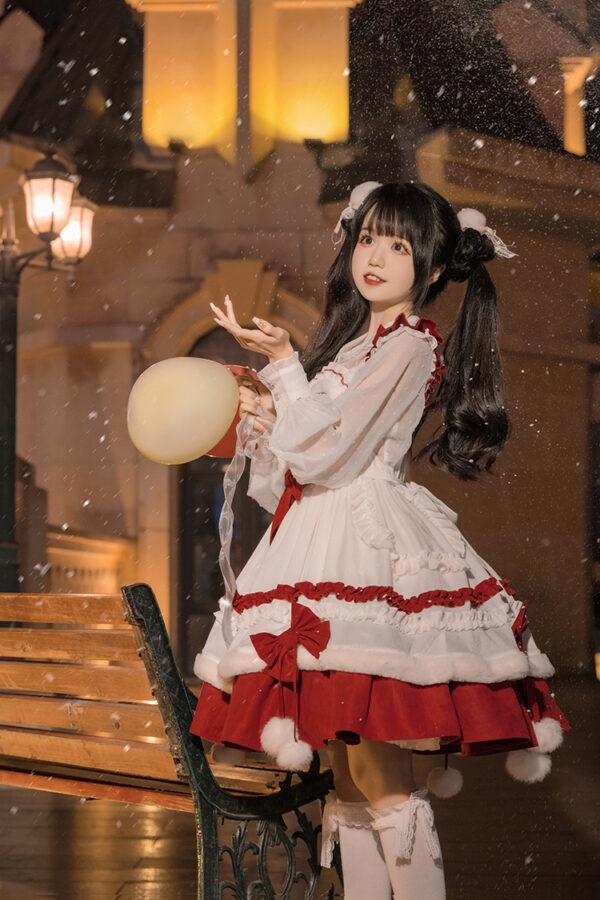 Vestido Lolita Rojo Chica Kawaii Primera nieve kawaii