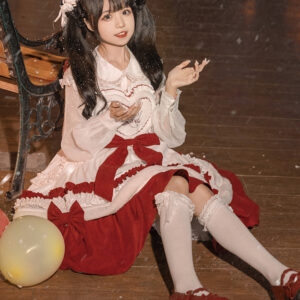 Robe Lolita rouge fille Kawaii Première neige kawaii