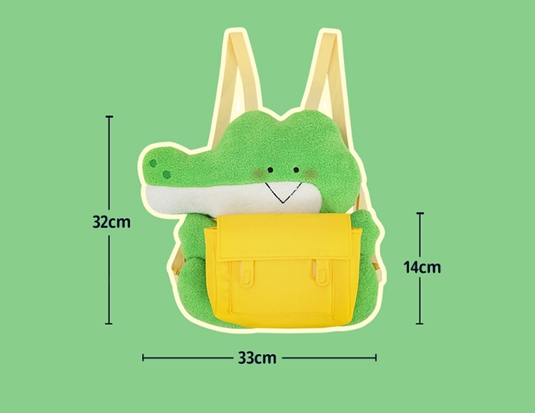 Kawaii Zielony mały plecak dla lalek krokodyla