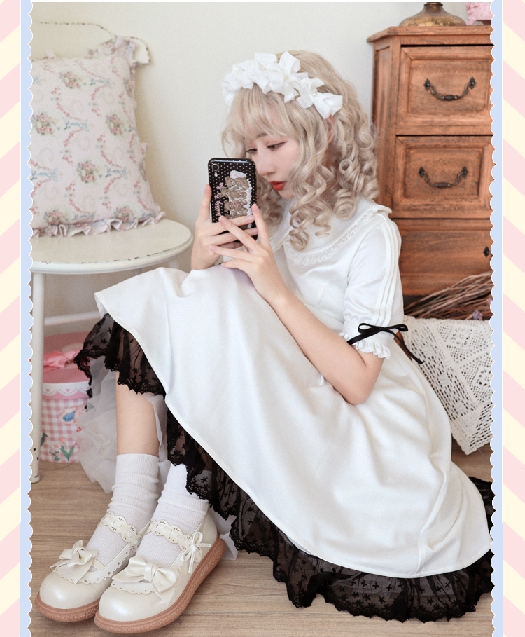 Scarpe Lolita piatte Kawaii Original Colorblock