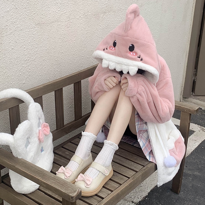 Sweat à capuche en peluche requin Kawaii - Boutique de mode Kawaii  mignon  asiatique japonais harajuku mignon kawaii vêtements de mode