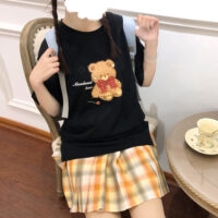 카와이 재패니즈 베어 프린트 티셔츠 곰 카와이