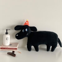 لعبة دمية الكلب الأسود الصغير من القطيفة هدية عيد ميلاد كاواي