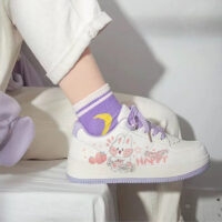Zapatillas bajas con diseño de conejo de dibujos animados zapatos de tabla kawaii