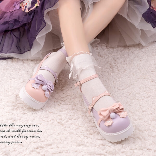 Kawaii Cat Claw Bow Platform Lolita Shoes big head doll shoes kawaii