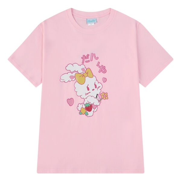 韓国ファッション オールマッチ ピンク Tシャツ 2