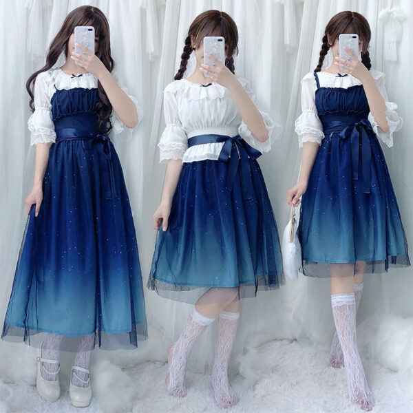 Starry Sky Ruffle Tulle Lolita Slip Dress Fairy Dress kawaii