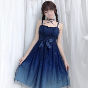 Starry Sky Ruffle Tule Lolita Slip Dress Vestido de fada kawaii
