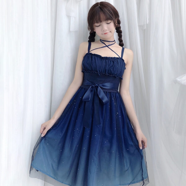 Starry Sky Ruffle Tulle Lolita Slip Dress Fairy Dress kawaii