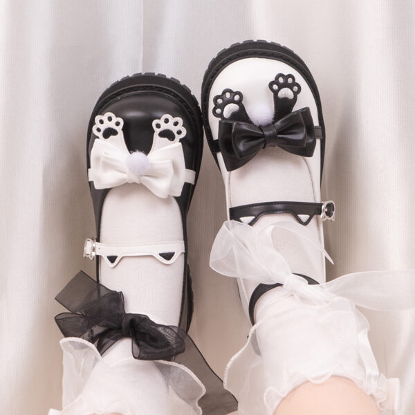 Kawaii Cat Claw Bow Platform Lolita Shoes big head doll shoes kawaii