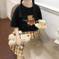 Camiseta Kawaii com estampa de urso japonês urso kawaii