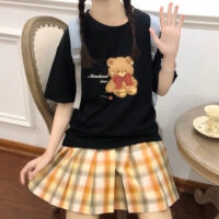 T-shirt con stampa orso giapponese Kawaii orso kawaii