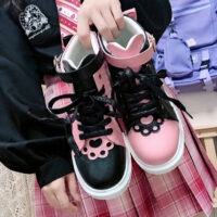Японские розовые туфли с милым длинноухим кроликом Милый каваи
