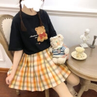 Kawaii japanska björntryck T-shirt björn kawaii
