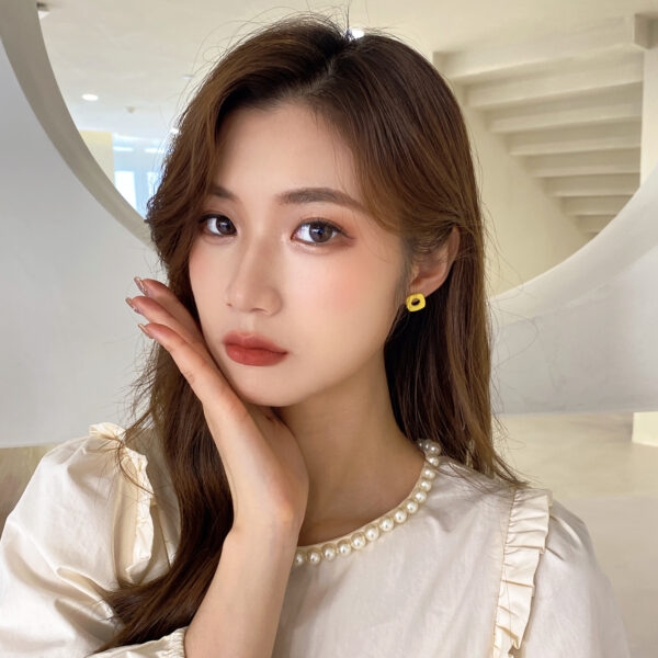 ins Style Contrast Color Hollow Geometric Earrings 3