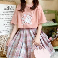 Oryginalna japońska koszulka z różowym królikiem Śliczne kawaii