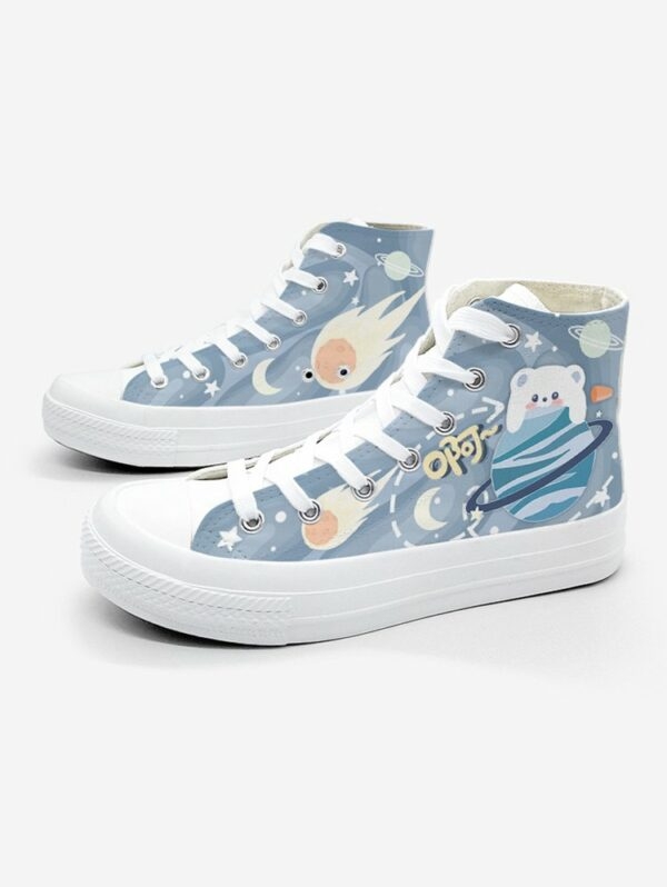 Original Design Hand-Painted Couple of High-Top Canvas Shoes 1