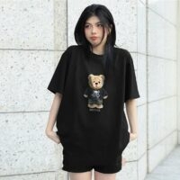 Camiseta de urso de desenho animado de tamanho grande com design original Kawaii completo