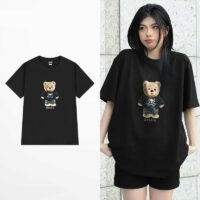 Camiseta extragrande con diseño original de oso de dibujos animados Kawaii todo fósforo