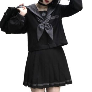 Original japansk svart JK Sailor Uniform Suit Svart kawaii