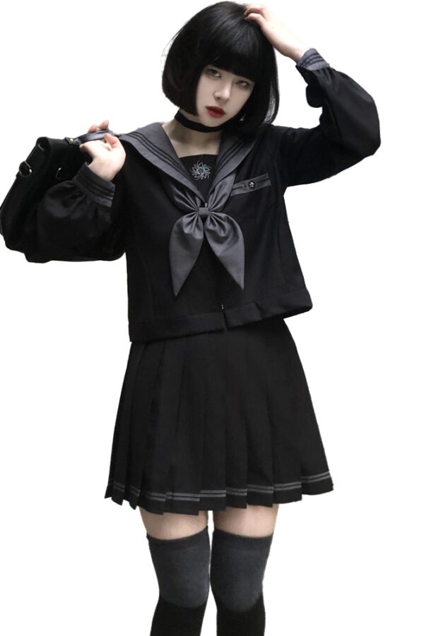 بدلة يابانية أصلية للبحارة باللون الأسود JK كاواي أسود