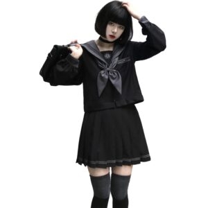 بدلة يابانية أصلية للبحارة باللون الأسود JK باللون الأسود kawaii