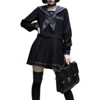 Original japansk svart JK Sailor Uniform Suit Svart kawaii