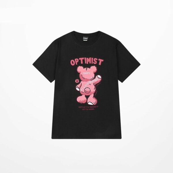 Camiseta con estampado de oso de dibujos animados rosa Sweet Style 3