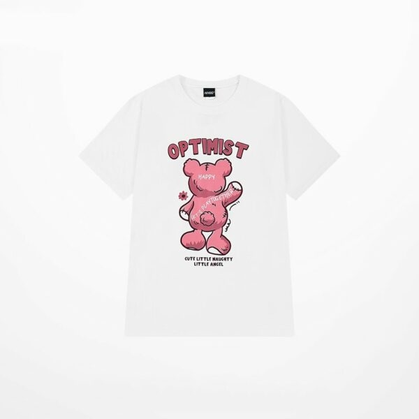 Camiseta con estampado de oso de dibujos animados rosa Sweet Style 4