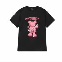 T-shirt imprimé ours de dessin animé rose style doux ours kawaii