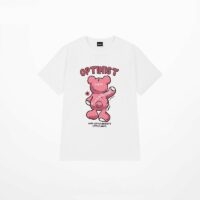 Rosafarbenes T-Shirt mit Cartoon-Bären-Print im süßen Stil Bär kawaii