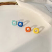 ins Style Contrast Color Hollow Geometric Earrings Ear Clips kawaii