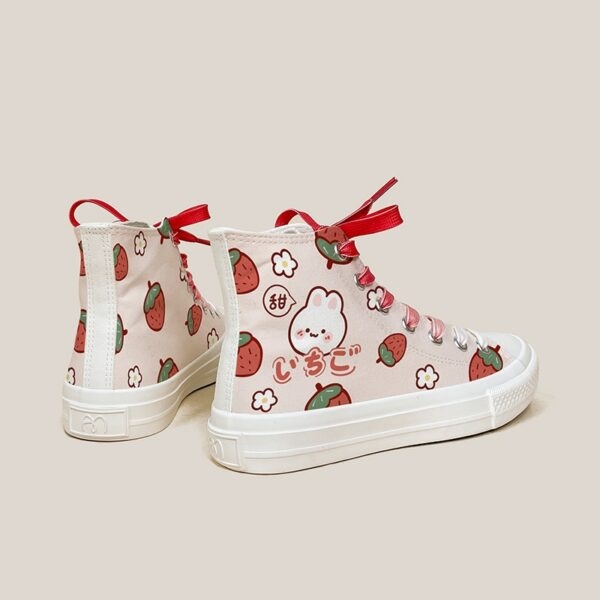 Zapatos de lona de caña alta con conejo de dibujos animados para niñas lindas anime kawaii