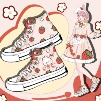Scarpe di tela alte da coniglio simpatico cartone animato per ragazze Anime kawaii