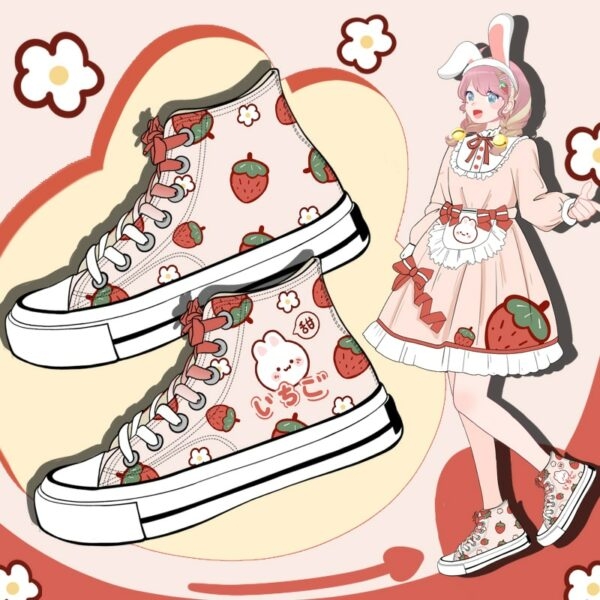 Leuke meisjes cartoon konijn hoge canvas schoenen Anime-kawaii