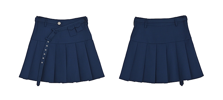 Blue All-match High Waist A-line Skirt