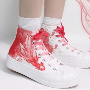 Cartoon Red Graffiti High Top Canvas Shoes All-match kawaii