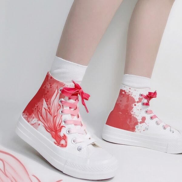 Cartoon Red Graffiti High Top Canvas Shoes All-match kawaii
