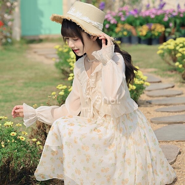 French Sweet Floral Sling Fairy Dress Fairy Dress kawaii