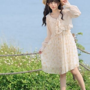 Французское сладкое платье феи с цветочным принтом Платье Феи каваи