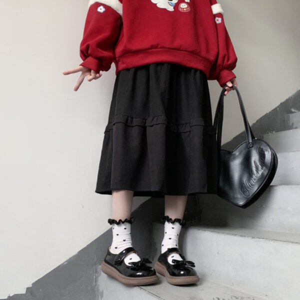 تنورة فتاة يابانية ناعمة حلوة على شكل حرف A 2