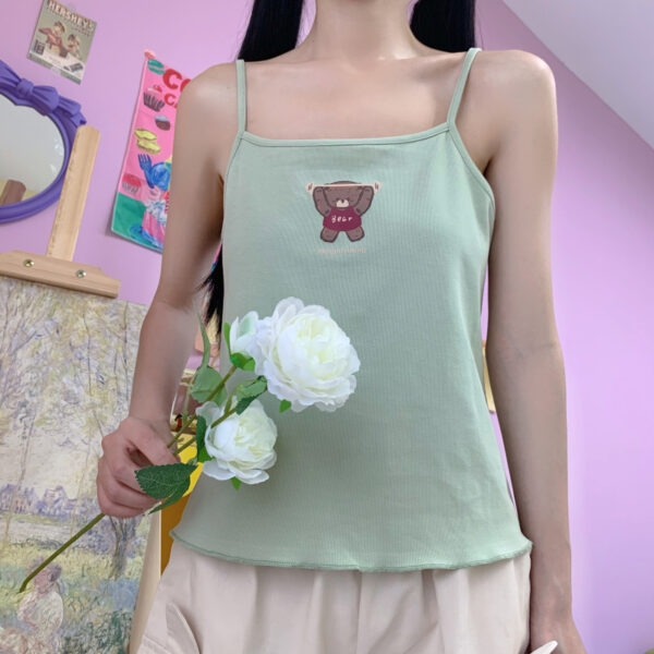 Camisetas sin mangas de color sólido estilo japonés suave para niña kawaii japonés