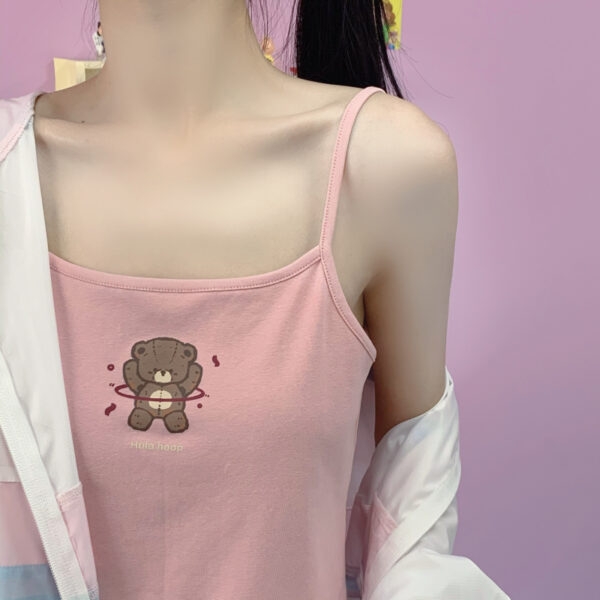 일본의 부드러운 소녀 스타일 단색 탱크탑 일본어 귀엽다