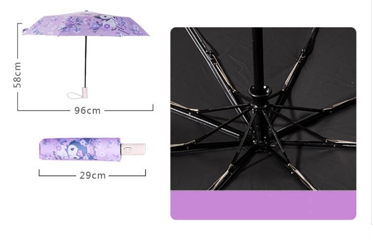 Kawaii Kuromi Automatischer Regenschirm
