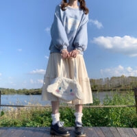 Japońska miękka spódnica dziewczęca w kształcie litery A Spódnica w kształcie litery A, kawaii