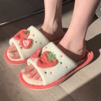 Milky Strawberry Slippers autumn kawaii