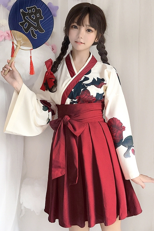 Japanese Original Style Kimono Long Dress Set Kimono kawaii