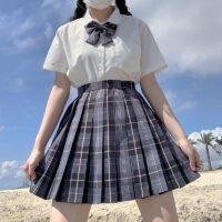 Black Plaid JK Pleated Skirt Hot Girl kawaii