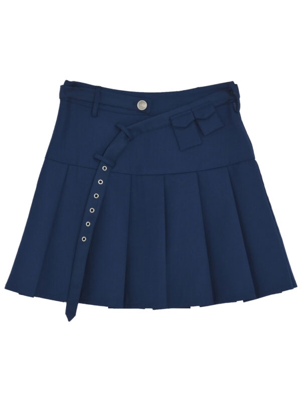 Niebieska, dopasowana spódnica o linii A z wysokim stanem Spódnica w kształcie litery A, kawaii