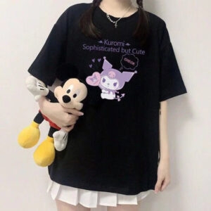Kawaii Japoński Oversize Kuromi T-shirt Japońskie kawaii